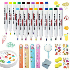 32pcs Kids Magic Watercolor Pen 12 Colors Floating Magic Pen With Mirror