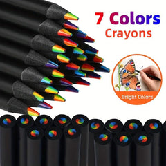 4pcs Cute 7 Rainbow Pencils for Art School Supplies