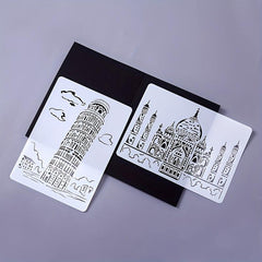5pcs A4 Lacy Ruler Painting Template DIY Manual Graffiti Architectural Series