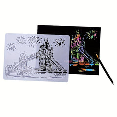 5pcs A4 Lacy Ruler Painting Template DIY Manual Graffiti Architectural Series