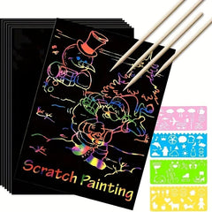 59pcs Rainbow Scratch Paper Kit for Kids - Educational Craft Art Supplies