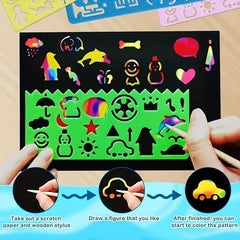 59pcs Rainbow Scratch Paper Kit for Kids - Educational Craft Art Supplies