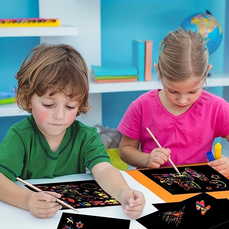 59pcs Rainbow Scratch Paper Kit for Kids - Educational Craft Art Supplies
