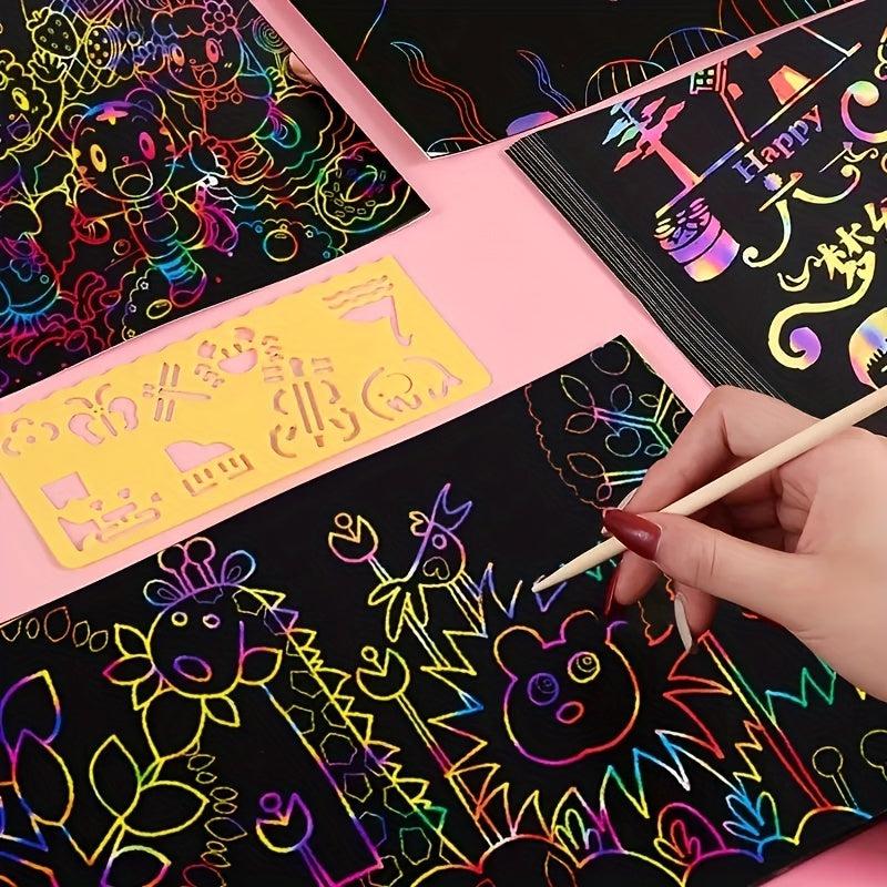 59pcs Rainbow Scratch Paper Kit for Kids - Educational Craft Art Supplies