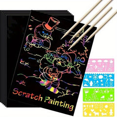 59pcs Rainbow Scratch Paper Kit for Kids - Educational Craft Art Supplies