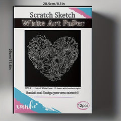 12pcs Scratch Art Paper Rainbow Scratch Paper Kids Painting Kit