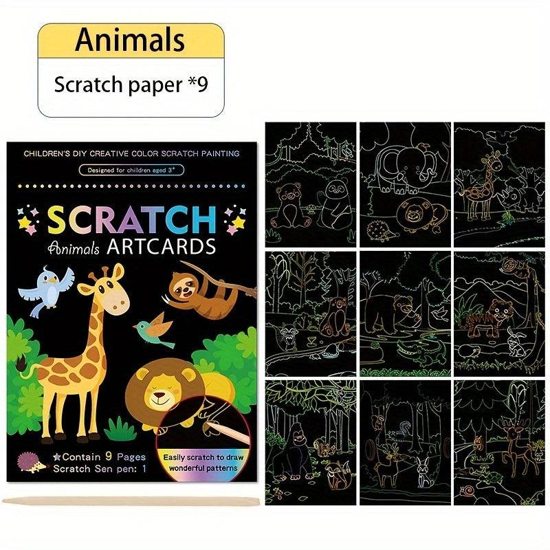 Kids Scratch Painting Art Set - Colorful DIY Doodle Paper Painting