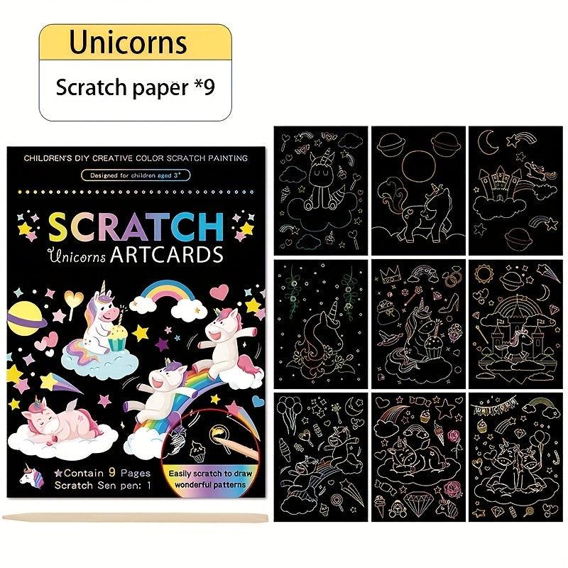 Kids Scratch Painting Art Set - Colorful DIY Doodle Paper Painting