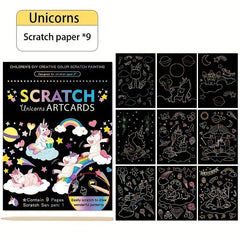 Kids Scratch Painting Art Set - Colorful DIY Doodle Paper Painting