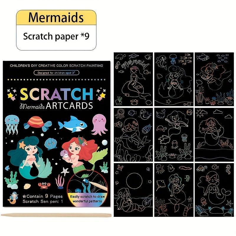 Kids Scratch Painting Art Set - Colorful DIY Doodle Paper Painting