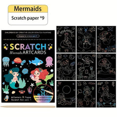 Kids Scratch Painting Art Set - Colorful DIY Doodle Paper Painting
