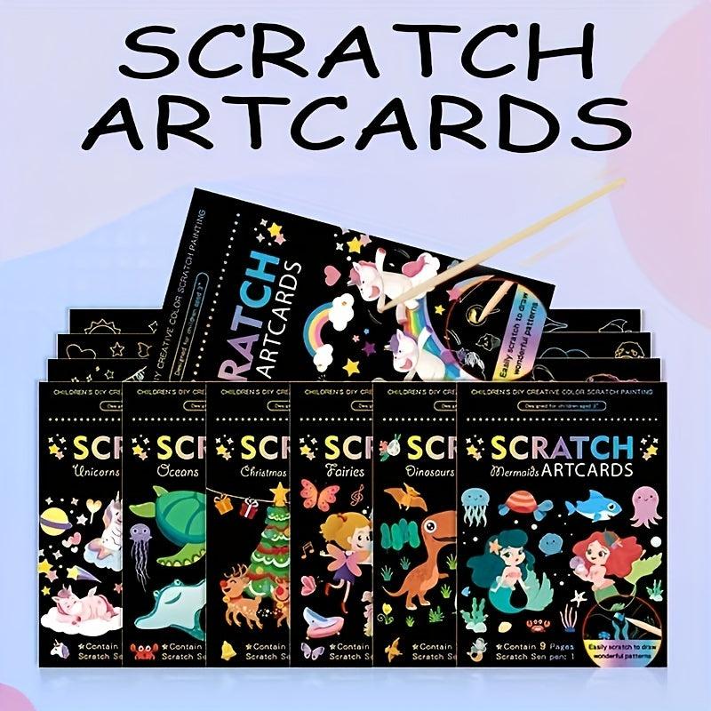 Kids Scratch Painting Art Set - Colorful DIY Doodle Paper Painting