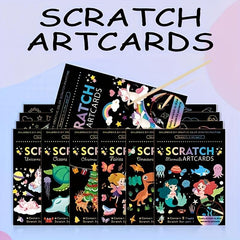 Kids Scratch Painting Art Set - Colorful DIY Doodle Paper Painting