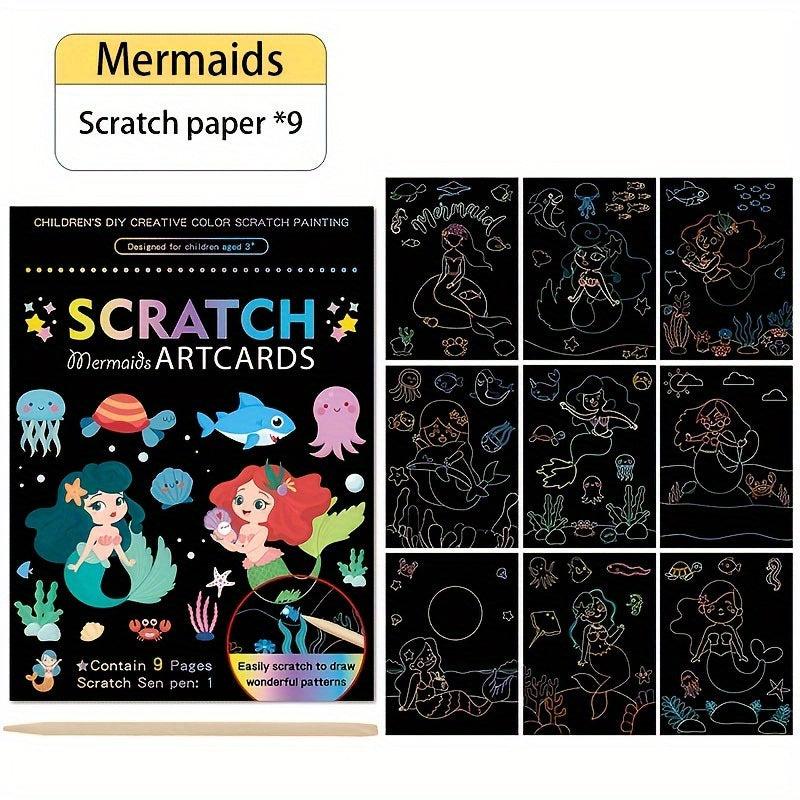 Kids Scratch Painting Art Set - Colorful DIY Doodle Paper Painting