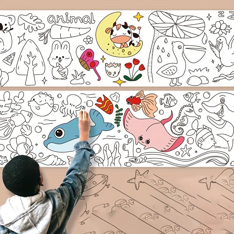 Children's Art Paper, Graffiti Scroll for Kids, Coloring Stickers