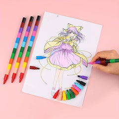 Stacking Crayons 12 Colors Stackable Pencils