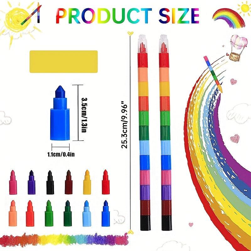 Stacking Crayons 12 Colors Stackable Pencils