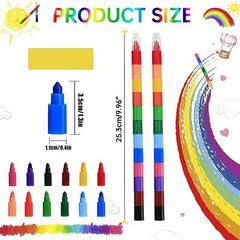 Stacking Crayons 12 Colors Stackable Pencils
