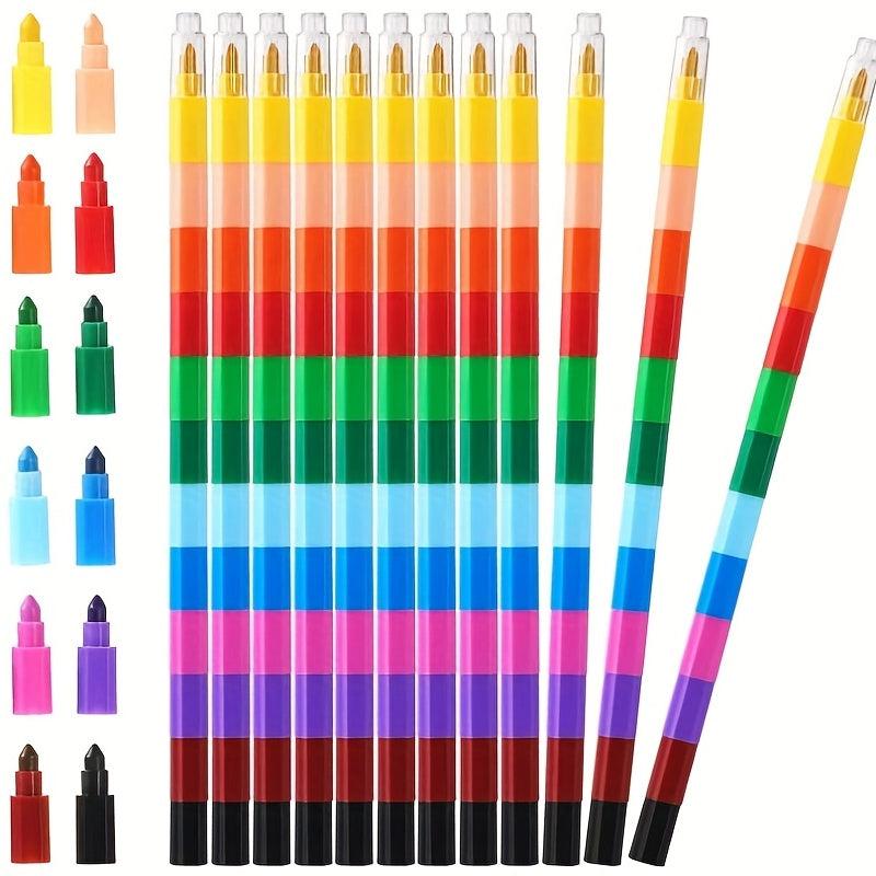 Stacking Crayons 12 Colors Stackable Pencils