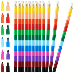 Stacking Crayons 12 Colors Stackable Pencils