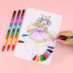 Stacking Crayons 12 Colors Stackable Pencils