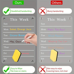 Magnetic Dry Erase Calendar with Markers & Eraser - Weekly Meal Planner