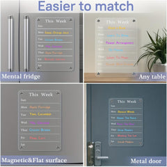 Magnetic Dry Erase Calendar with Markers & Eraser - Weekly Meal Planner