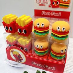 2pcs Fast Food Pencil Sharpeners - French Fries & Burger Design