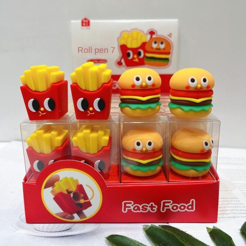 2pcs Fast Food Pencil Sharpeners - French Fries & Burger Design