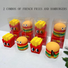 2pcs Fast Food Pencil Sharpeners - French Fries & Burger Design