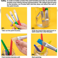 8pcs Kindergarten Paint Brushes Easy Clean Hold Round Flat Acrylic Brushes