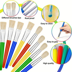8pcs Kindergarten Paint Brushes Easy Clean Hold Round Flat Acrylic Brushes