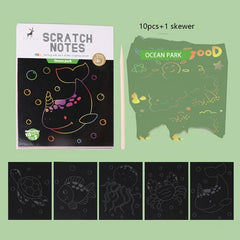 Rainbow Scratch Paper Set Magic Art Craft Supplies Painting Mat DIY Toy