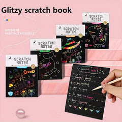 Rainbow Scratch Paper Set Magic Art Craft Supplies Painting Mat DIY Toy