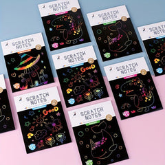 Rainbow Scratch Paper Set Magic Art Craft Supplies Painting Mat DIY Toy