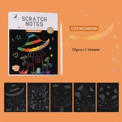 Rainbow Scratch Paper Set Magic Art Craft Supplies Painting Mat DIY Toy