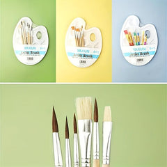 6pcs Paint Brush Palette Set Artist Nylon Round Tip Flat Tip Painting Brush