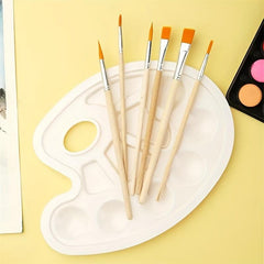 6pcs Paint Brush Palette Set Artist Nylon Round Tip Flat Tip Painting Brush