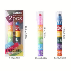 2pcs Fluorescent Crayon Set Eye-catching Jelly Marker