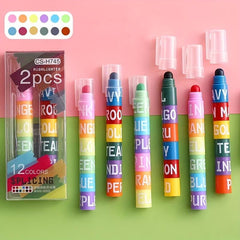 2pcs Fluorescent Crayon Set Eye-catching Jelly Marker