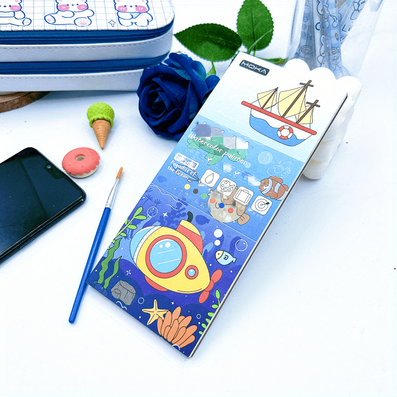 12pcs Watercolor Coloring Book for Kids with Paint Pen