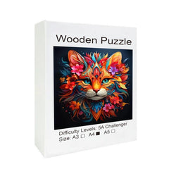 Cat Flowers Wooden Puzzle for Adults Birthday Party Game