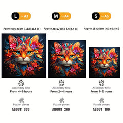 Cat Flowers Wooden Puzzle for Adults Birthday Party Game