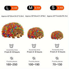 Colorful Hedgehog Wooden Puzzles Shaped Difficult Toys Halloween Christmas