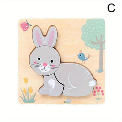 3D Wooden Animals Cognitive Puzzles Kids Wooden Toys Baby Educational Game