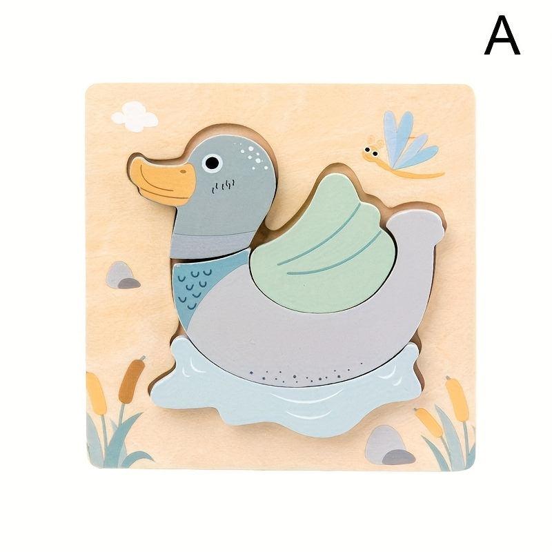 3D Wooden Animals Cognitive Puzzles Kids Wooden Toys Baby Educational Game