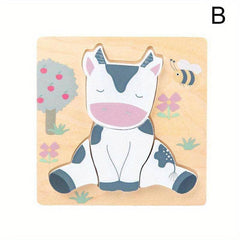 3D Wooden Animals Cognitive Puzzles Kids Wooden Toys Baby Educational Game