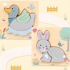 3D Wooden Animals Cognitive Puzzles Kids Wooden Toys Baby Educational Game