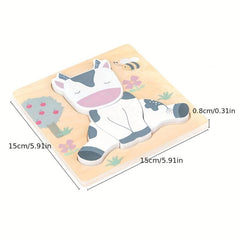 3D Wooden Animals Cognitive Puzzles Kids Wooden Toys Baby Educational Game
