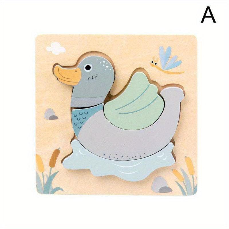 3D Wooden Animals Cognitive Puzzles Kids Wooden Toys Baby Educational Game